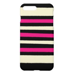 Black White Hot Pink Stripes Pattern iPhone 7 Plus Case