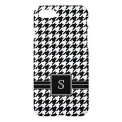 Black White Houndstooth Custom Monogram Initial iPhone 7 Case