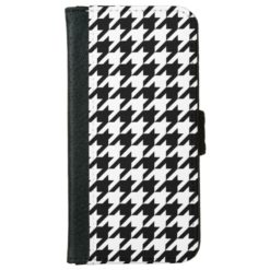 Black White Houndstooth Pattern #2 iPhone 6/6s Wallet Case