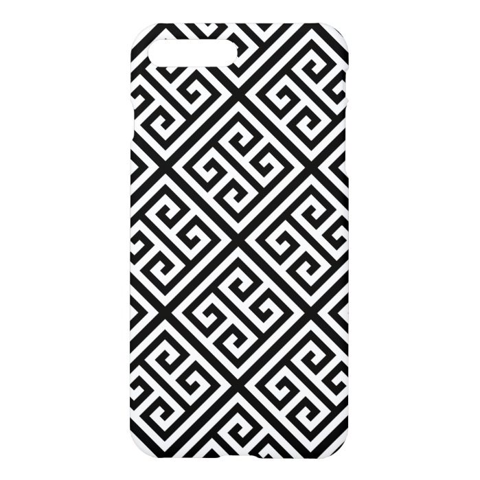 Black White Med Greek Key Diag T Pattern #1 iPhone 7 Plus Case