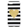 Black & White Stripes with Gold Foil Heart iPhone 7 Case