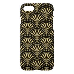 Black and Gold Posh Deco Fan Pattern iPhone 7 Case