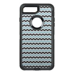 Black and Light Blue Chevron OtterBox Defender iPhone 7 Plus Case