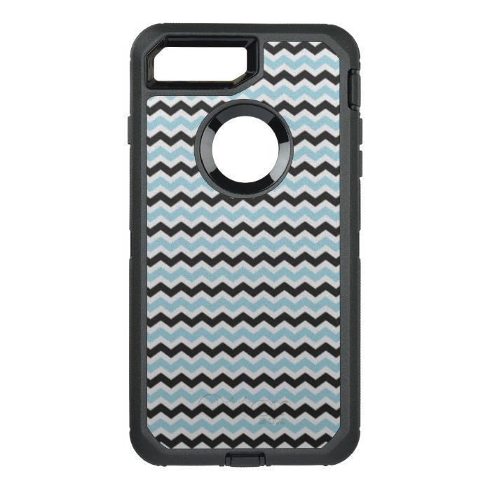Black and Light Blue Chevron OtterBox Defender iPhone 7 Plus Case