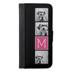 Black and Pink Trendy Photo Collage with Monogram iPhone 6/6s Plus Wallet Case