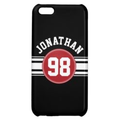 Black and Red Sports Jersey Custom Name Number Cover For iPhone 5C