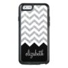 Black and Silver Glitter Print Chevrons and Name OtterBox iPhone 6/6s Case
