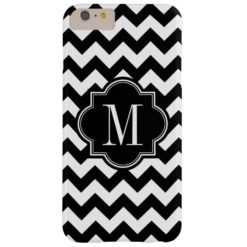 Black and White Chevron with Black Monogram Barely There iPhone 6 Plus Case