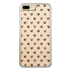 Black and White Chic Cute Cat Pattern Carved iPhone 7 Plus Case