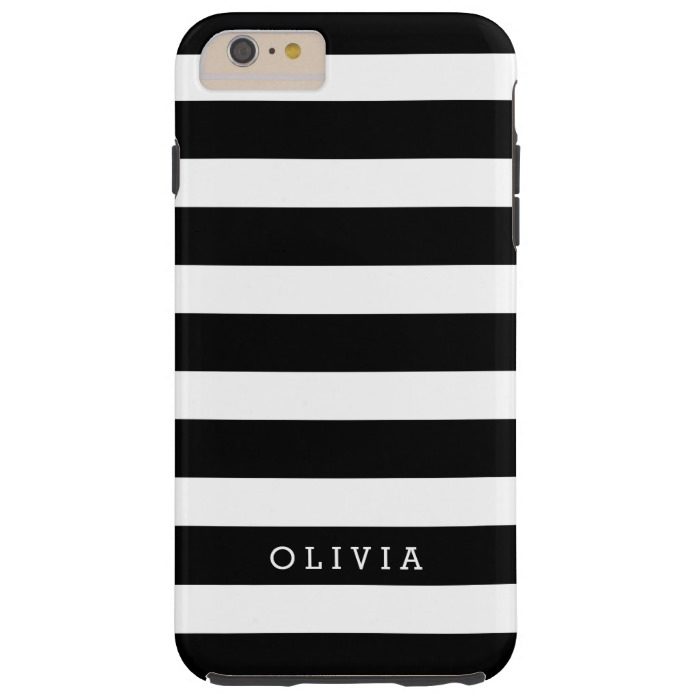 Black and White Classic Stripes Monogram Tough iPhone 6 Plus Case