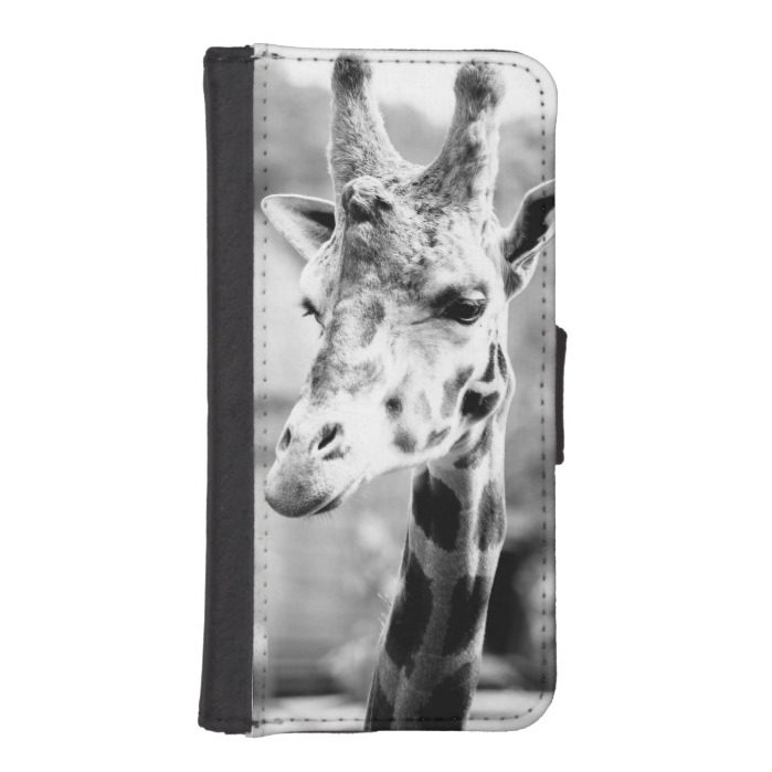 Black and White Giraffe Portrait Photography iPhone SE/5/5s Wallet Case