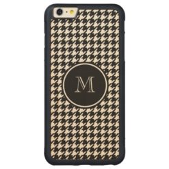 Black and White Houndstooth Your Monogram Carved Maple iPhone 6 Plus Bumper Case