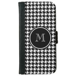 Black and White Houndstooth Your Monogram Wallet Phone Case For iPhone 6/6s