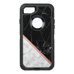 Black and White Marble Texture OtterBox Defender iPhone 7 Case