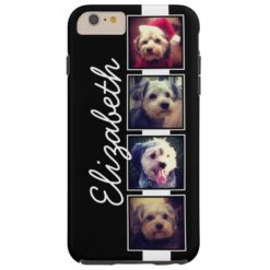 Black and White Photo Collage Squares Personalized Tough iPhone 6 Plus Case
