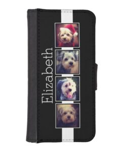 Black and White Photo Collage Squares Personalized iPhone SE/5/5s Wallet Case
