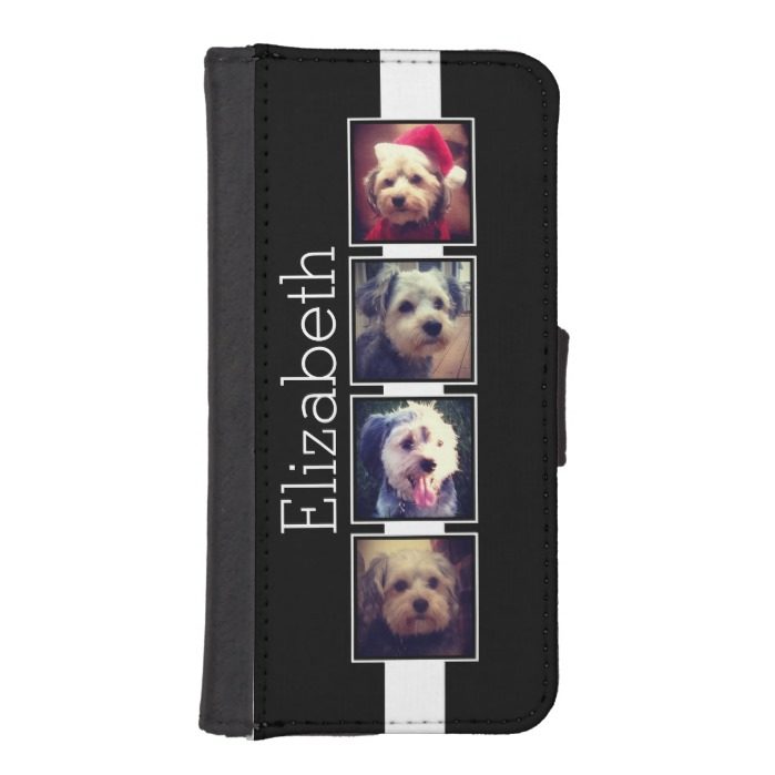 Black and White Photo Collage Squares Personalized iPhone SE/5/5s Wallet Case