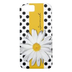Black and White Polka Dots Daisy iPhone 7 Case