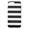 Black and White Striped Pattern Custom Name iPhone 7 Plus Case