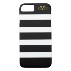 Black and White Stripes | Monogrammed iPhone 7 Case