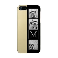 Black and White Trendy Photo Collage with Monogram Metallic Phone Case For iPhone SE/5/5s