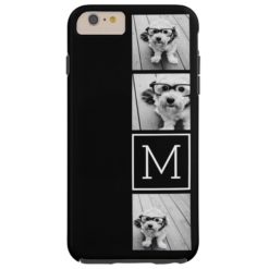 Black and White Trendy Photo Collage with Monogram Tough iPhone 6 Plus Case