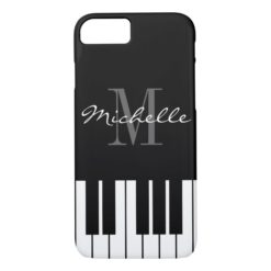 Black and white piano keys monogram iPhone 7 case