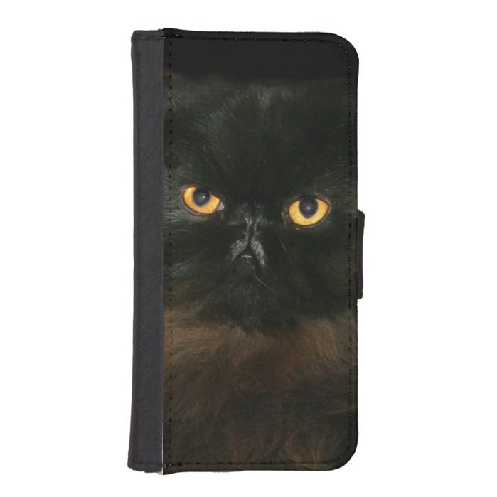 Black persian cat face wallet phone case for iPhone SE/5/5s