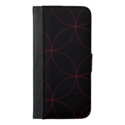 Black red abstract circle flower pattern iPhone 6/6s plus wallet case