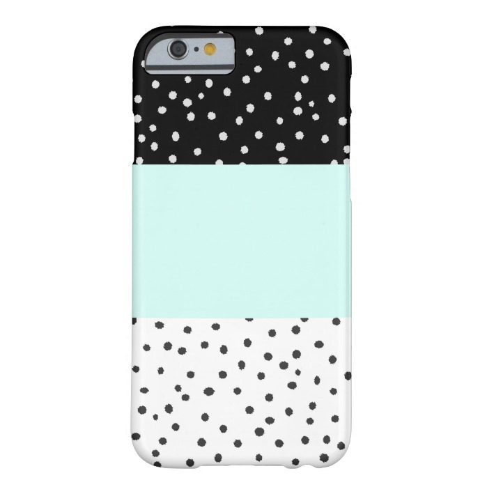 Black white teal watercolor polka dots pattern barely there iPhone 6 case