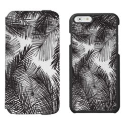 Black white watercolor hand painted palm trees iPhone 6/6s wallet case