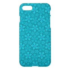Blue Aquamarine Flower Petals Pattern iPhone 7 Case