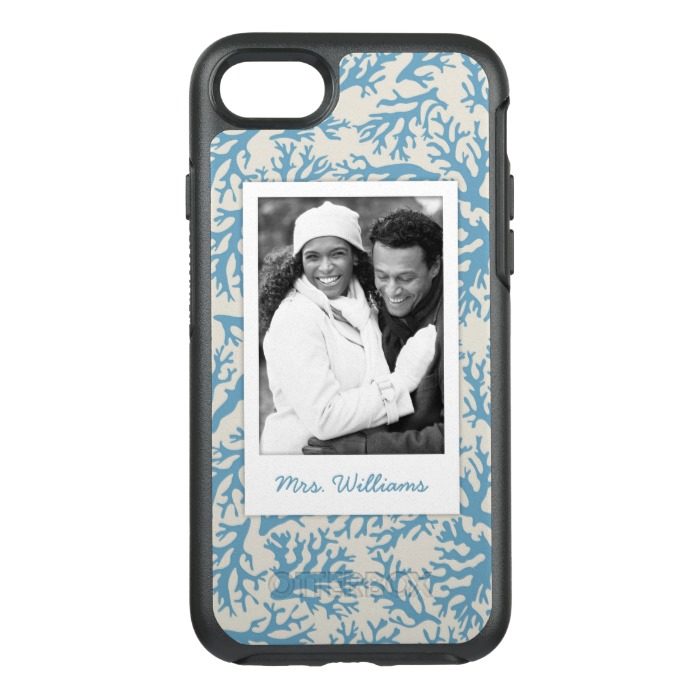 Blue Coral Pattern | Your Photo & Name OtterBox Symmetry iPhone 7 Case
