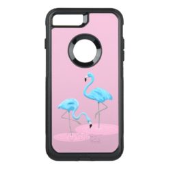 Blue Flamingos in Pink Water OtterBox Commuter iPhone 7 Plus Case