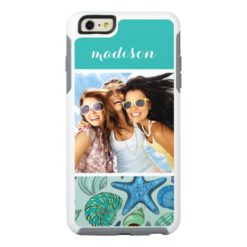 Blue Shells & Starfish Pattern | Your Photo & Name OtterBox iPhone 6/6s Plus Case