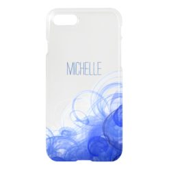Blue Smoke Swirl with Name iPhone 7 Case