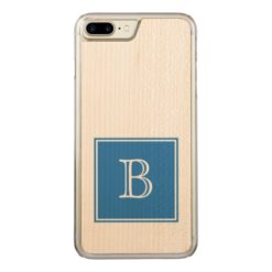 Blue Square Monogram Carved iPhone 7 Plus Case