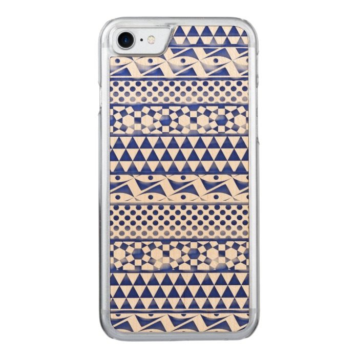 Blue Watercolor Abstract Aztec Tribal Print Pattrn Carved iPhone 7 Case