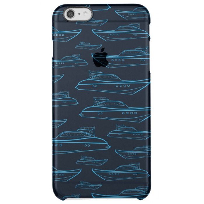 Blue Yacht Pattern Clear iPhone 6 Plus Case