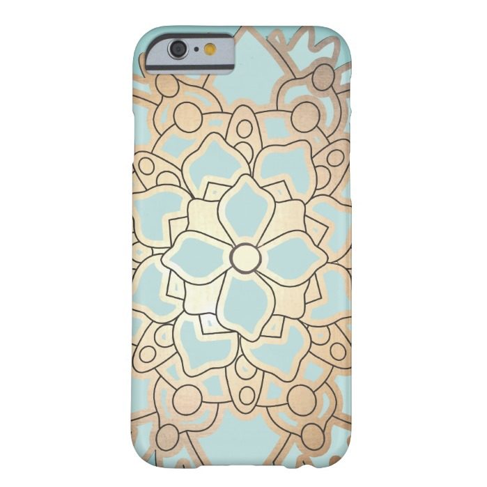 Blue and Faux Gold Leaf Lotus Flower Barely There iPhone 6 Case