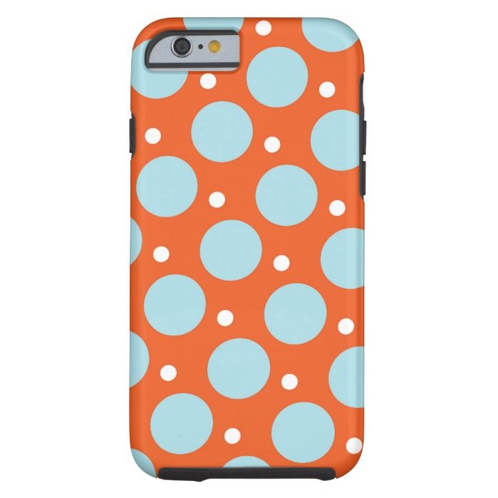 Blue and Orange Polka Dots Pattern Gifts Tough iPhone 6 Case