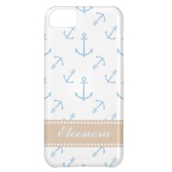 Blue and White Anchors Cover For iPhone 5C