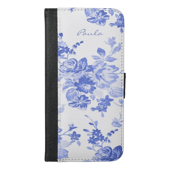 Blue and White Floral iPhone 6S Plus Wallet Case