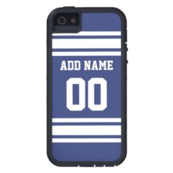 Blue and White Stripes with Name and Number iPhone SE/5/5s Case