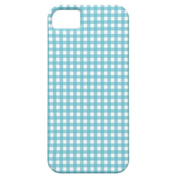 Blue gingham plaid check pattern iphone 5S case