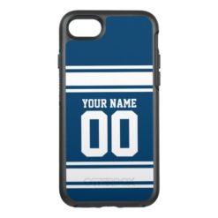 Blue|White Football Jersey Stripes OtterBox Symmetry iPhone 7 Case