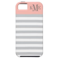 Blush Color Block Monogram | Gray Stripes iPhone SE/5/5s Case