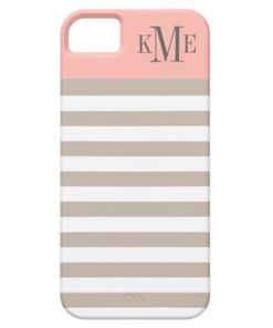 Blush Color Block Monogram | Neutral Stripes iPhone SE/5/5s Case