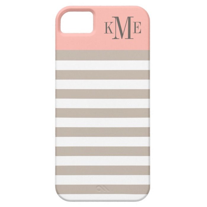 Blush Color Block Monogram | Neutral Stripes iPhone SE/5/5s Case