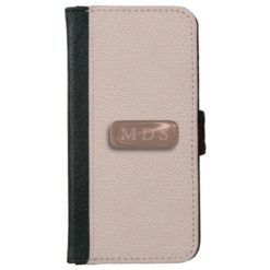 Blush Pink Faux Leather Rose Gold Nameplate iPhone 6/6s Wallet Case